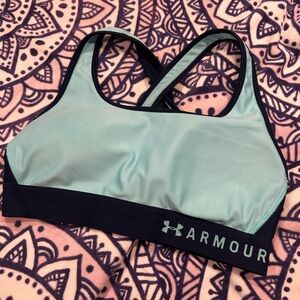 Under Armour Blue and Green Sports Bra Moisture-Wicking Supportive